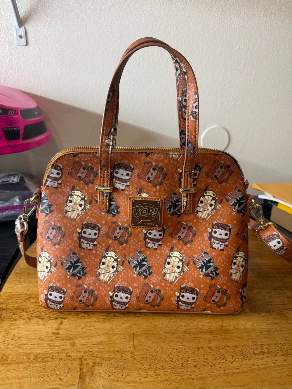 Funko Brown and cream Patterned Dome Satchel with Pop! Characters